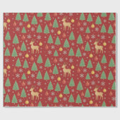 Watercolor Reindeer & Christmas Tree -  ラッピングペーパー (フラット)