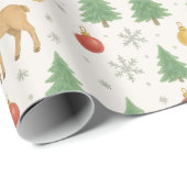 Watercolor Reindeer & Christmas Tree - ラッピングペーパー (ロールコーナー)