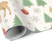 Watercolor Reindeer & Christmas Tree -  ラッピングペーパー (ロールコーナー)