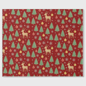 Watercolor Reindeer & Christmas Tree -  ラッピングペーパー (フラット)