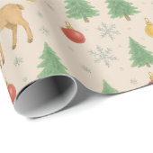 Watercolor Reindeer & Christmas Tree -  ラッピングペーパー (ロールコーナー)