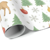 Watercolor Reindeer & Christmas Tree -  ラッピングペーパー (ロールコーナー)