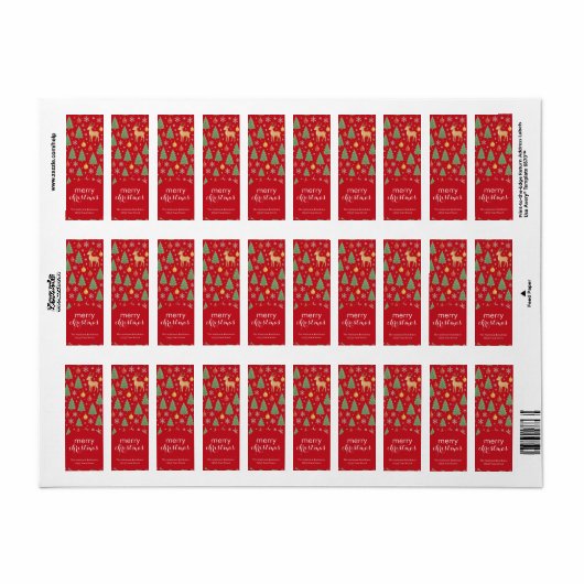 Watercolor Reindeer & Christmas Tree -  ラベル (フルシート)