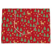 Watercolor Reindeer & Christmas Tree -  ラージペーパーバッグ (正面)