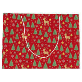 Watercolor Reindeer & Christmas Tree -  ラージペーパーバッグ