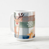 Watercolor Reindeer Gingerbread Man Snowflake Tree コーヒーマグカップ (正面左)