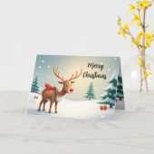 Watercolor Reindeer Holiday Card カード (黄色い花)