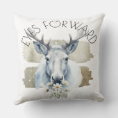 Watercolor Reindeer with Daisies Art クッション (裏面)