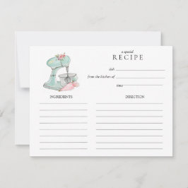 Watercolor Retro Cake mixer  baking Recipe card ノートカード