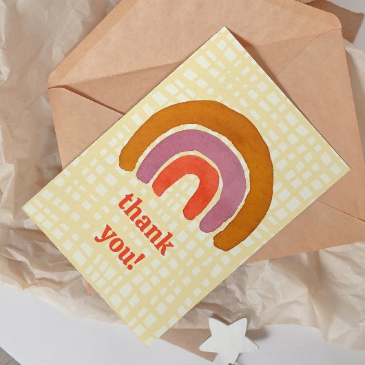 Watercolor retro rainbow thank you シーズンカード