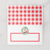 Watercolor Retro Santa Red Check Christmas プレイスカード (外部開封)