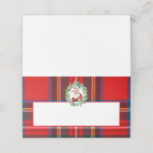 Watercolor Retro Santa Red Stewart Plaid Christmas プレイスカード (外部開封)