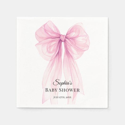 Watercolor Ribbon Coquette Party Tableware スタンダードカクテルナプキン (正面)
