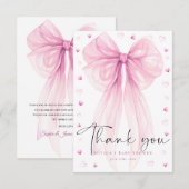 Watercolor Ribbon & Hearts Baby Shower サンキューカード (正面/裏面)