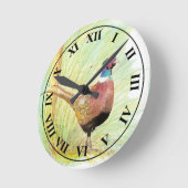 Watercolor Ring-Necked Pheasant Game Bird ラウンド壁時計 (傾斜)