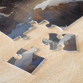 Watercolor River Horsewoman Forest Light ジグソーパズル (側面)