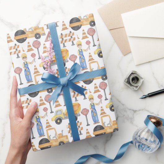 Watercolor Road Construction Theme ラッピングペーパー (ギフト)