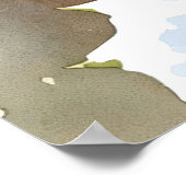 Watercolor Robin Christmas Design ポスター (角)