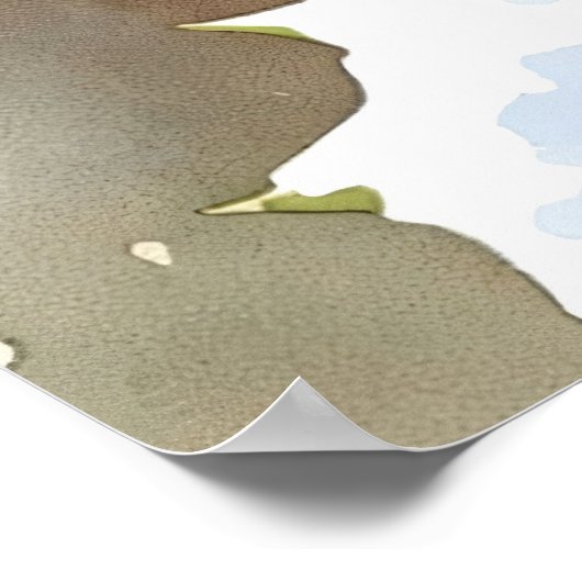 Watercolor Robin Christmas Design ポスター (角)