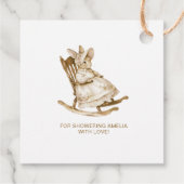 Watercolor Rocking Bunny Baby Shower Thank You  フェイバータグ (裏面)