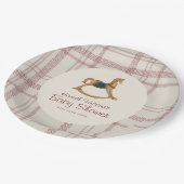 Watercolor rocking horse baby shower paper plates ペーパープレート (アングル)