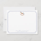 Watercolor Rocking Horse Nursery Note Card 招待状 (正面)