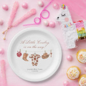 Watercolor Rodeo Western Cowboy Baby Shower ペーパープレート (パーティー)