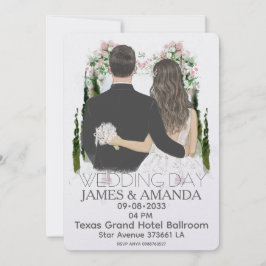 Watercolor Romantic Couple On Budget Invitation 招待状
