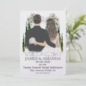 Watercolor Romantic Couple On Budget Invitation 招待状 (スタンド正面)