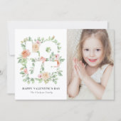 Watercolor Rose and Greenery Photo Valentine's Day (正面)