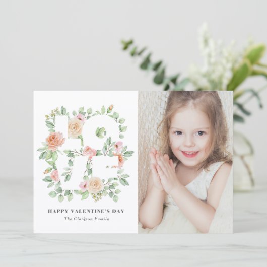 Watercolor Rose and Greenery Photo Valentine's Day (スタンド正面)