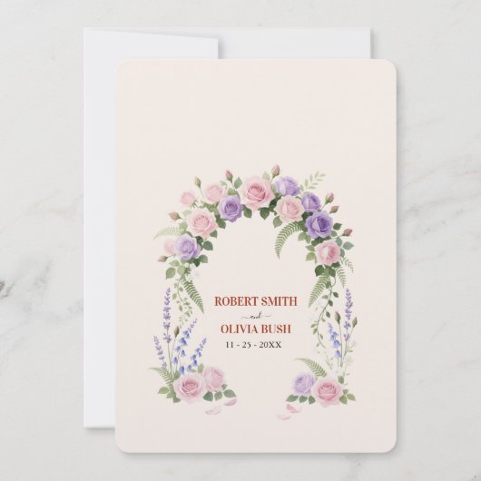 Watercolor Rose Arch Fairytale Wedding Invitation 招待状 (裏面)