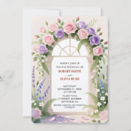 Watercolor Rose Arch Fairytale Wedding Invitation 招待状
