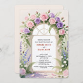 Watercolor Rose Arch Fairytale Wedding Invitation 招待状 (正面/裏面)