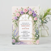 Watercolor Rose Arch Fairytale Wedding Invitation 招待状 (スタンド正面)