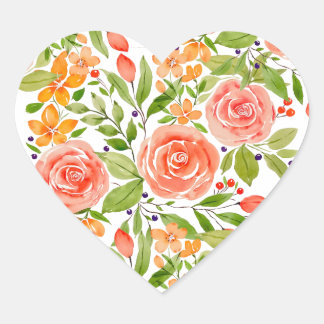 Watercolor Rose Bouquet Stickers ハートシール