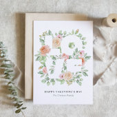 Watercolor Roses and Greenery Valentine's Day カード