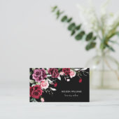Watercolor Roses Black Background 名刺 (スタンド正面)