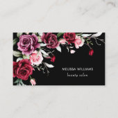 Watercolor Roses Black Background 名刺 (正面)