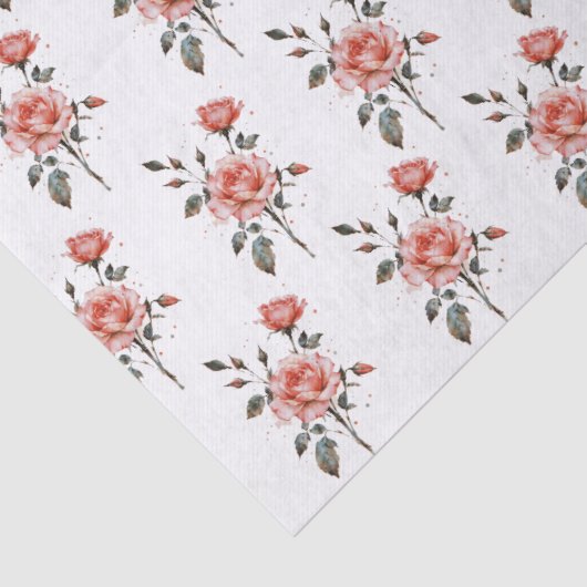 Watercolor Roses Botanical Pattern Tissue paper 薄葉紙 (詳細)