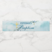 Watercolor Roses Christening Favor ペットボトルラベル (シングルラベル)