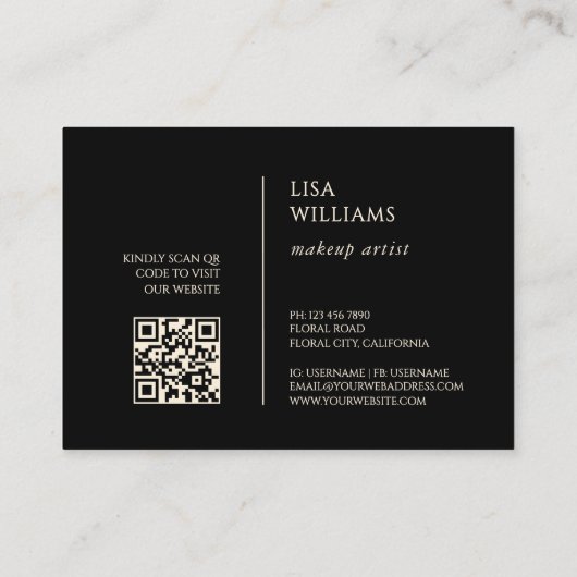 Watercolor Roses Frame Black 名刺 (裏面)