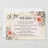 Watercolor Roses Photo After Wedding 招待状 (正面)