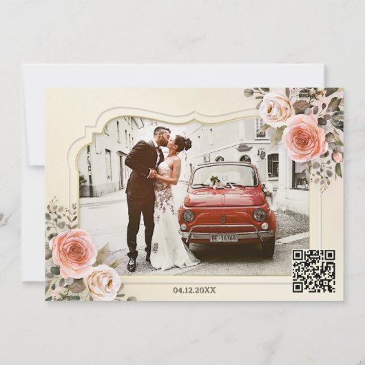 Watercolor Roses Photo After Wedding 招待状 (裏面)