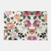 Watercolor Roses with a Soft Romantic Glow ドアマット (正面)
