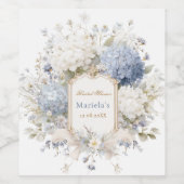 Watercolor Royal Botanique Hydrangea Bridal showe ワインラベル (シングルラベル)