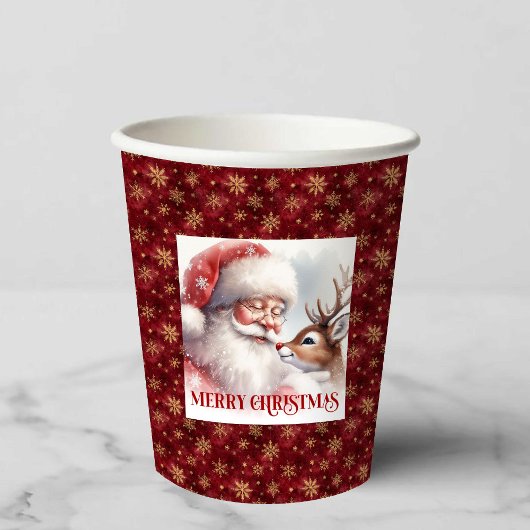 Watercolor Rudolph Santa Cute Christmas Party Cup 紙コップ