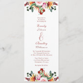 Watercolor Rust Yellow Green Autumn Floral Wedding プログラム (正面)