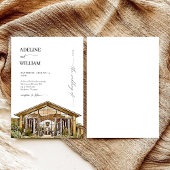 Watercolor Rustic Barn Wedding Invitation Elegant 招待状