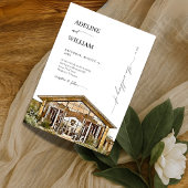 Watercolor Rustic Barn Wedding Invitation Elegant 招待状